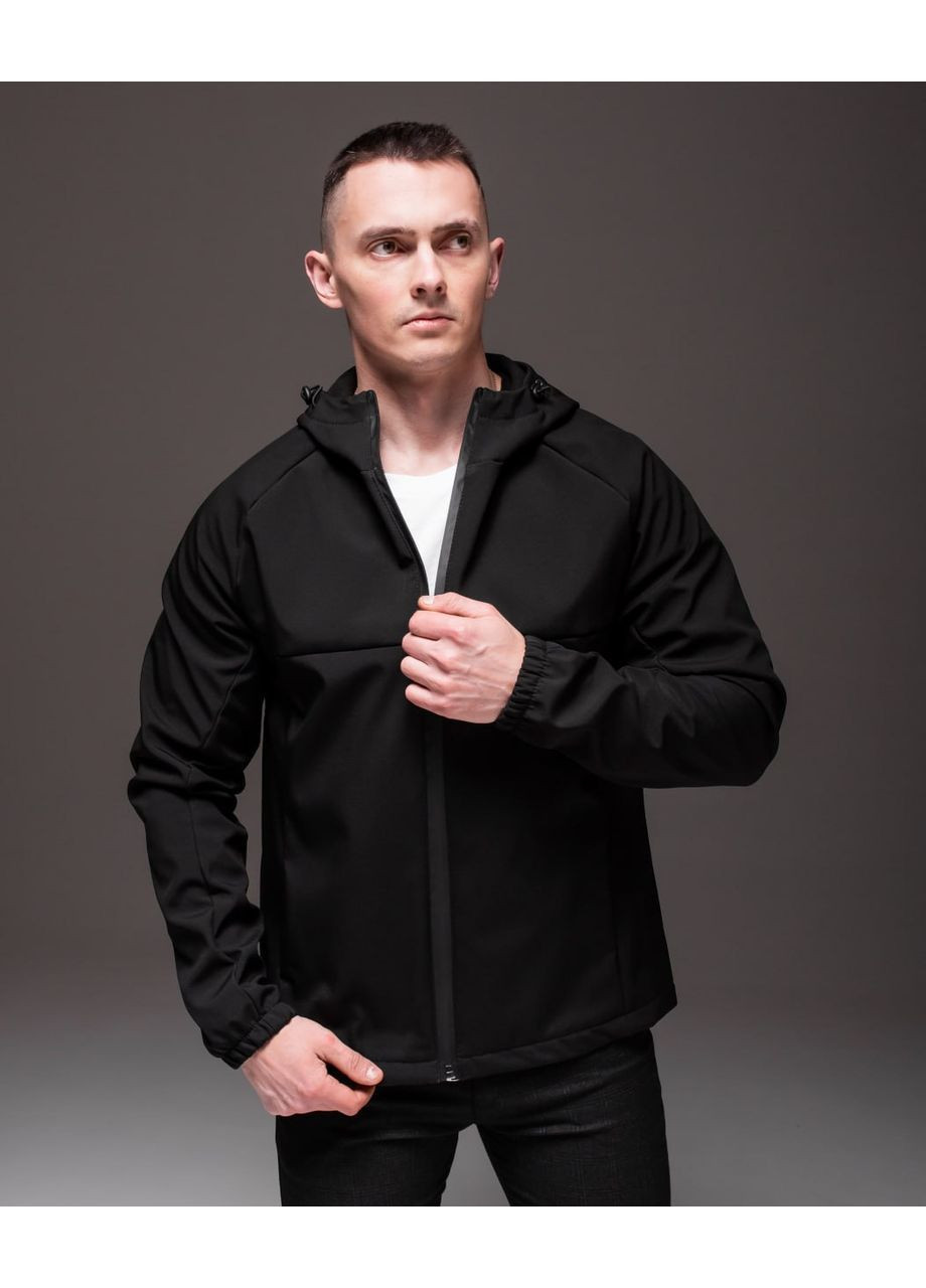 Черная черная куртка soft shell на флисе No Brand