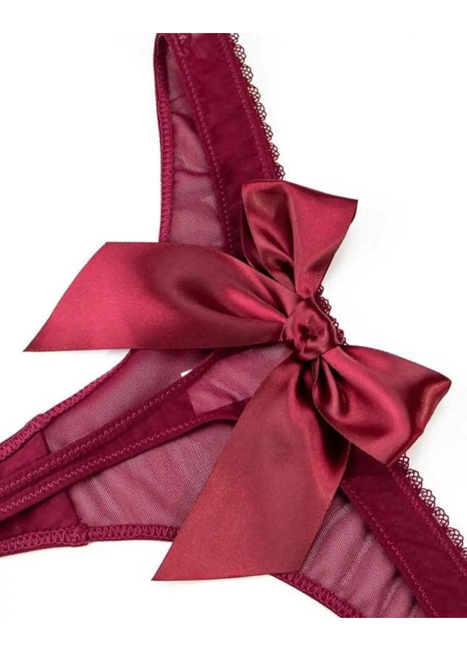 Женские трусики "Love is" с бантиком, Женское белье в сеточку, Стринги в сеточку No Brand трусики "Love is" із бантиком бордо (354331133)