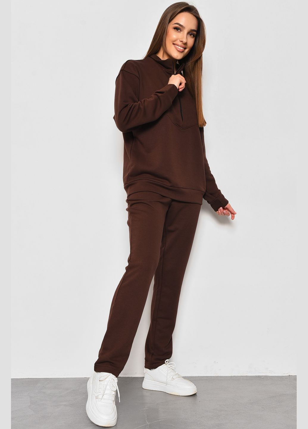 Спортивний костюм жіночий коричневого кольору Let's Shop (285692209)