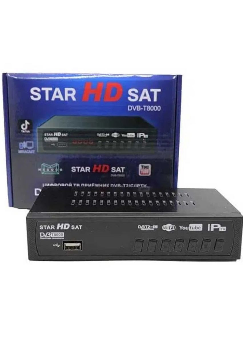 Цифрова приставка тюнер T8000 T2 Star HD Sat DVB-USB HDMI RCA з пультом чорний (2390000007) No Brand (340912482)