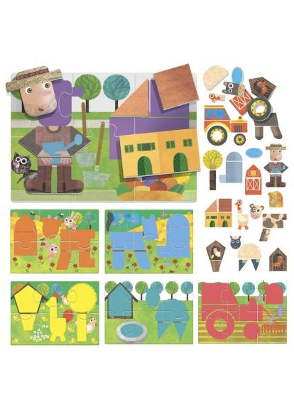 Розвиваюча іграшка (MU25374) HEADU Тактильна гра Монтессорі - Форми та контури (366700723)