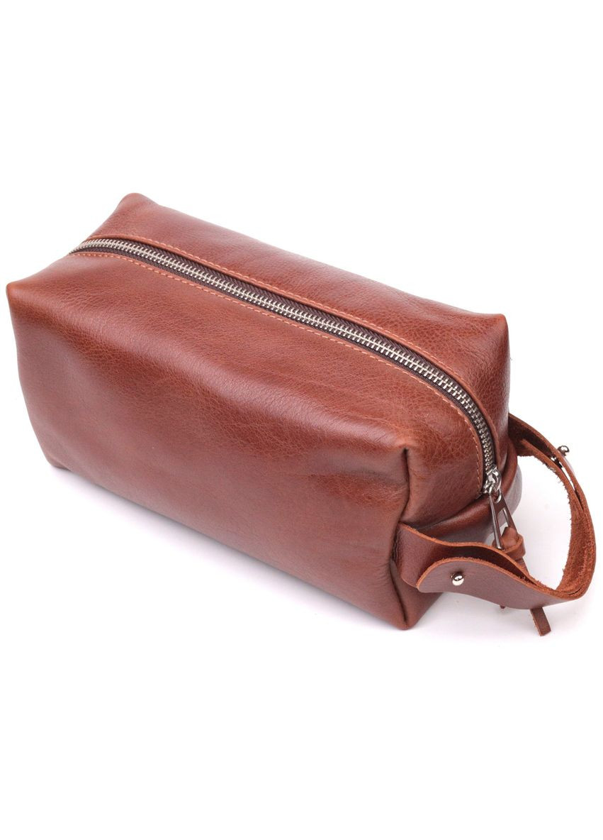 Мужская косметичка большого размера из гладкой кожи на молнии Сердце светло-коричневое 16768 Grande Pelle (362418282)