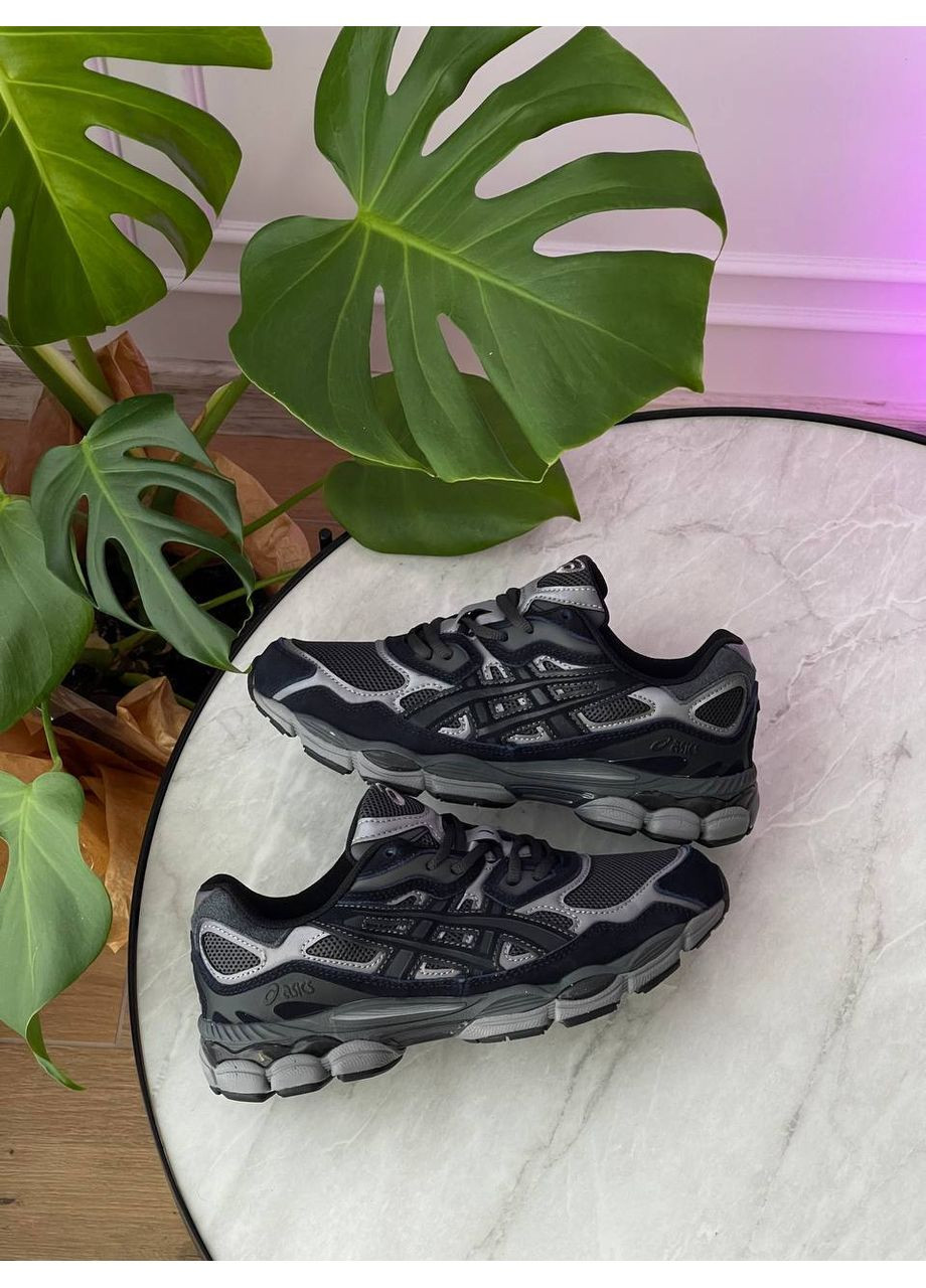 Сірі Осінні кросівки чоловічі і жіночі asics gel-nyc gray black | асікс гель-нюк сірі чорні No Brand