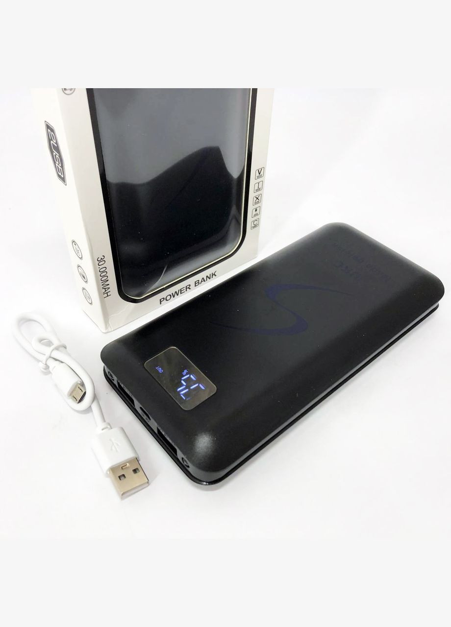 Мобільна зарядка портативна Power Bank 30000 mAh, Зовнішній акумулятор, Зарядка power bank. Колір: чорний UKC (364665770)