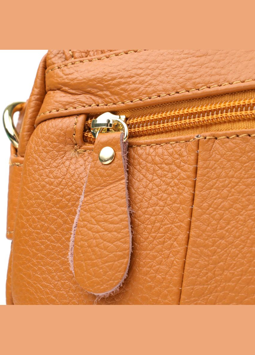 Вместительная повседневная сумка из натуральной кожи для женщин 22968 Рыжий Vintage (348358998)