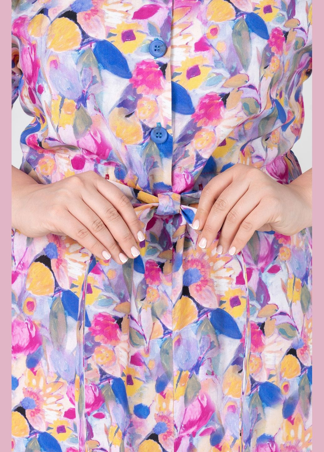 Рожева повсякденний жіноча сукня зі штапелю з принтом та кишенями у бічних швах all posa (ap101989p) A'll Posa