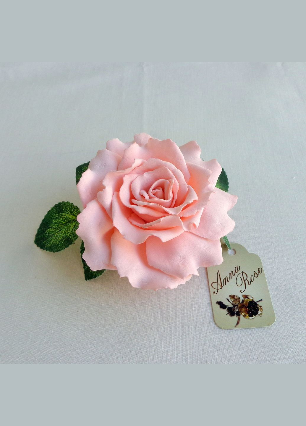Заколка-брошь из фоамирана ручной работы "Персиковая роза" No Brand (349842618)