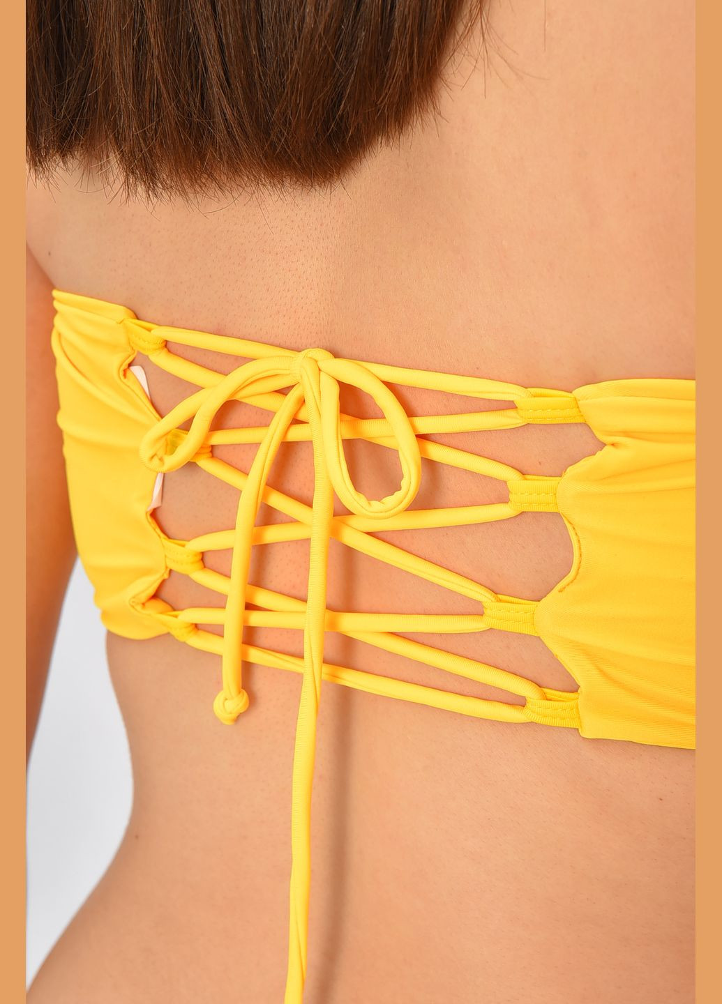 Желтый летний купальник женский однотонный желтого цвета бандо Let's Shop