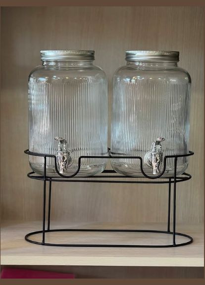 Набір з 2 лимонадниць з краном на металевій підставці, 5,5 л No Brand (323583728)