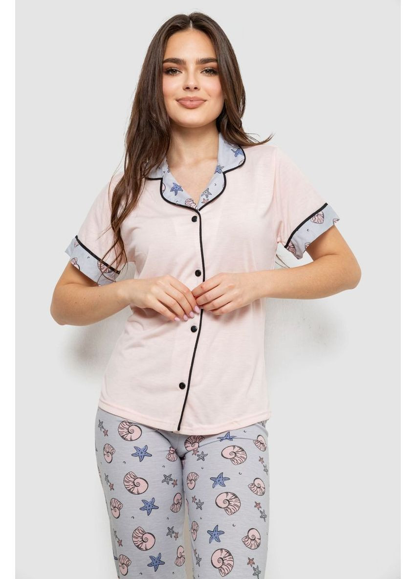 Розовая всесезон женская пижама с принтом, 243r7130 Ager
