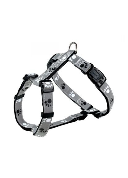 Шлей для собак Silver Reflect с лапами M-L 50-75 см/25 мм серая (4011905122335) Trixie Silver Reflect з лапами M-L 50-75 см/25 мм сіра (366690482)