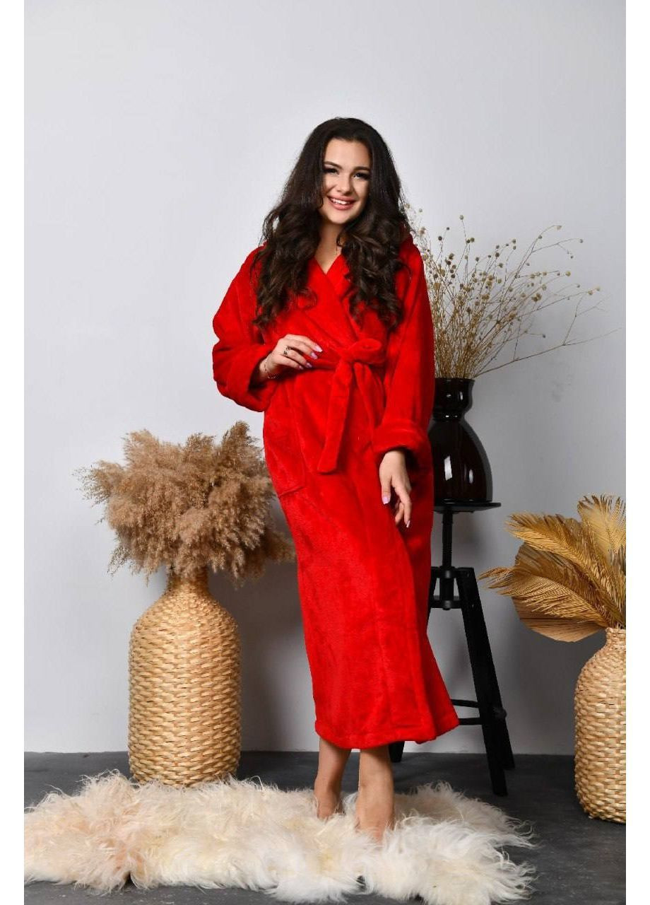 Жіночий теплий махровий халат довгий із капюшоном Nositi (365701141)