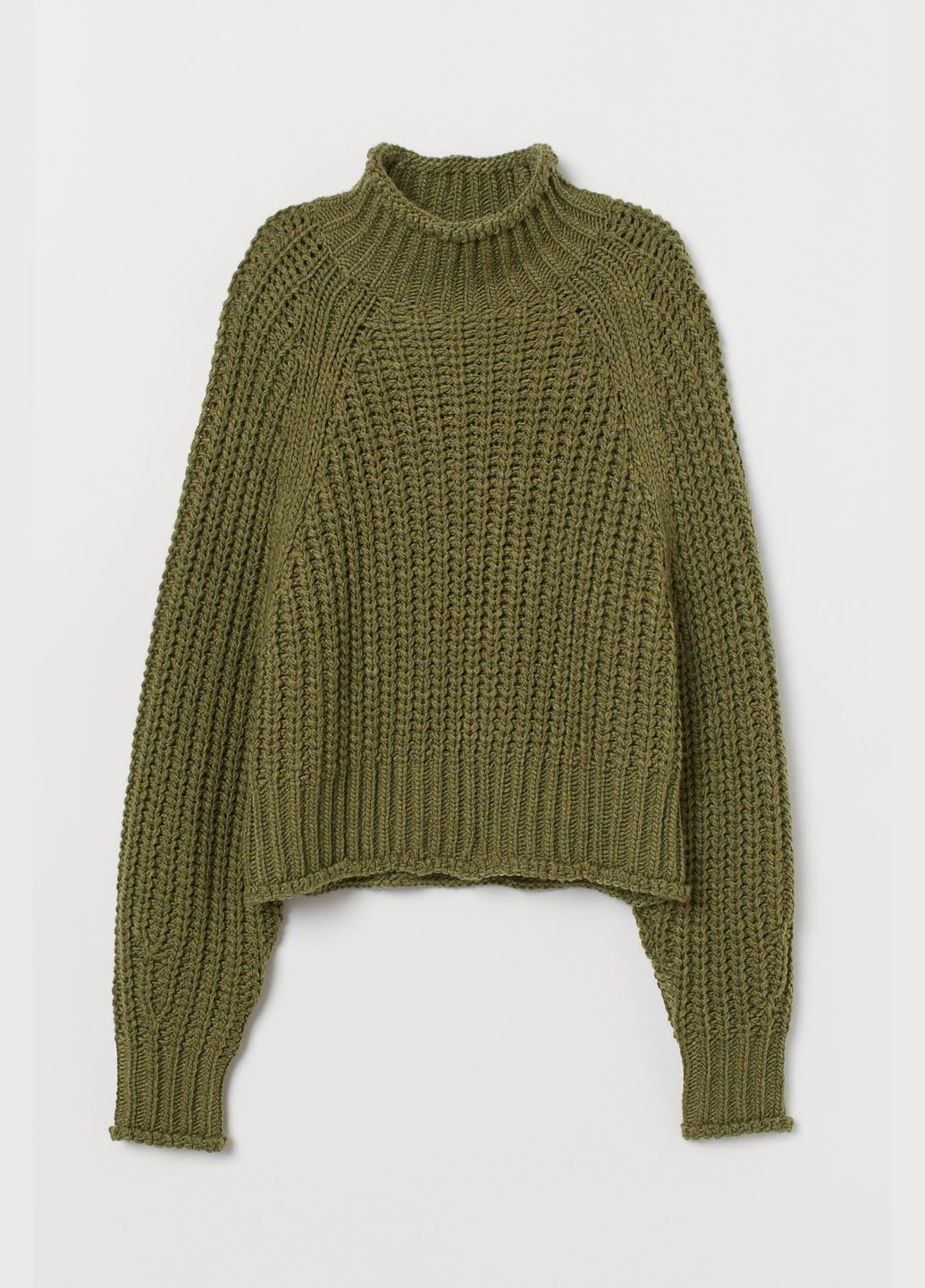 Оливковый (хаки) зимний свитер оверсайз H&M