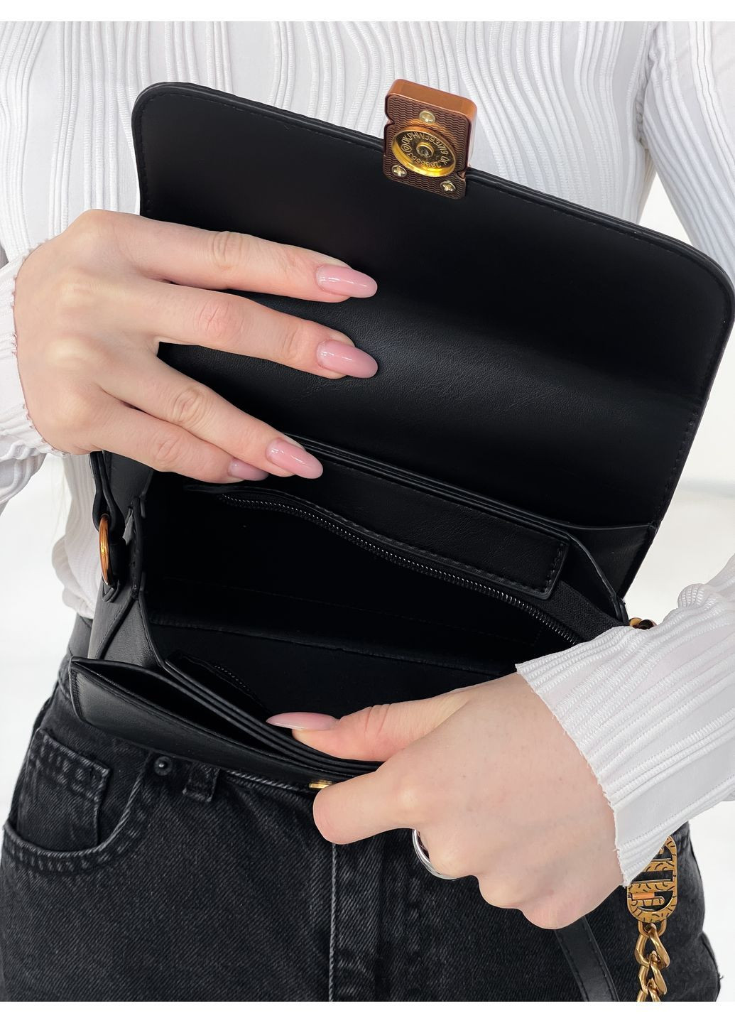 Женская сумка через плече через с двумя ремнями черный No Brand Кросс боді (371353821)