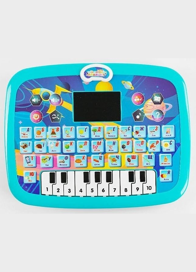 Планшет інтерактивний 11289 Дитяча інтерактивна іграшка: казка, пісні, мелодії, абетка, іспит, піаніно, укр мова Блакитна Bambi (308249251)