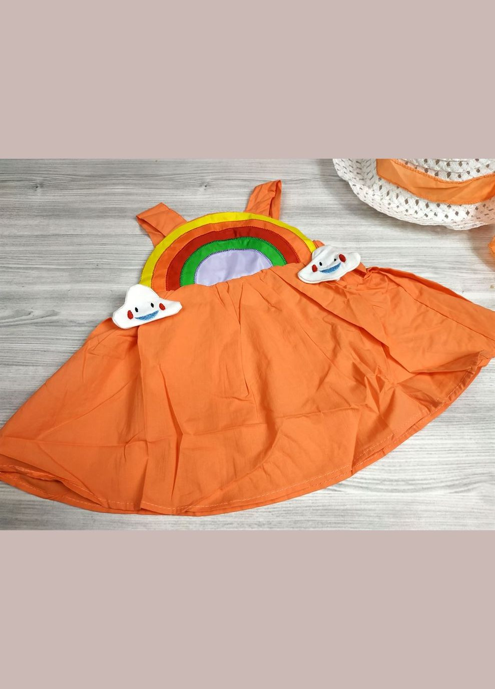 Золота комлект сукня+шляпка веселка оранж 4285 No Brand (306518625)