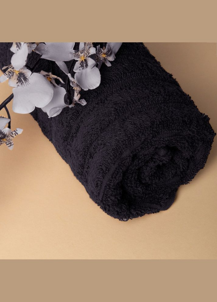 IDEIA полотенце махровое 50х80 волна плотность 500 г/м2 хлопок черный черный производство - Узбекистан