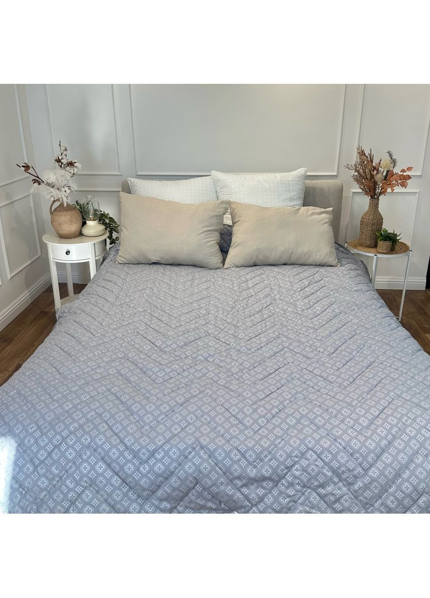 Одеяло полуторное стеганное всесезонное из холофайбера на кнопках 21448 145х210 см серое Leri Max (365719020)