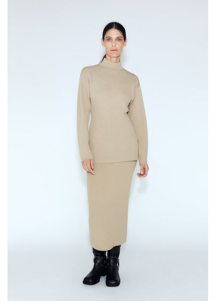 Бежевый демисезонный трикотажный свитер 6873/111 Zara