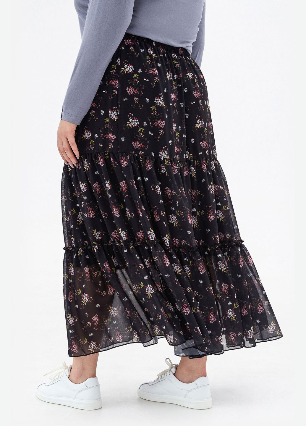 Черная цветочной расцветки юбка jenn Garne