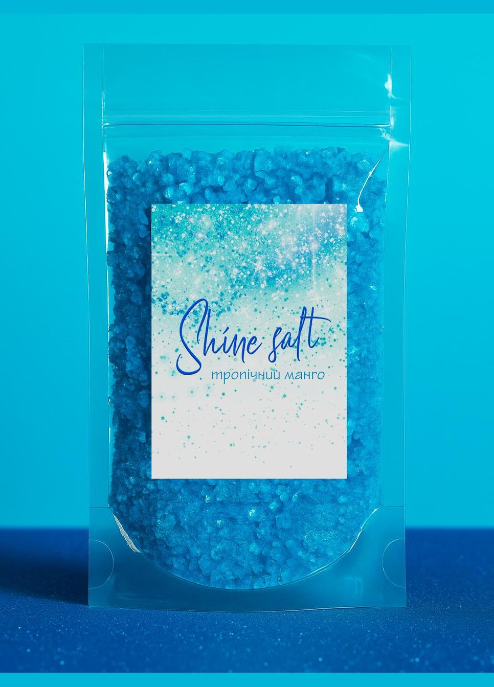 Сіль для ванни з шиммером "Тропічний манго" Блакитна 200 г No Brand (329186376)