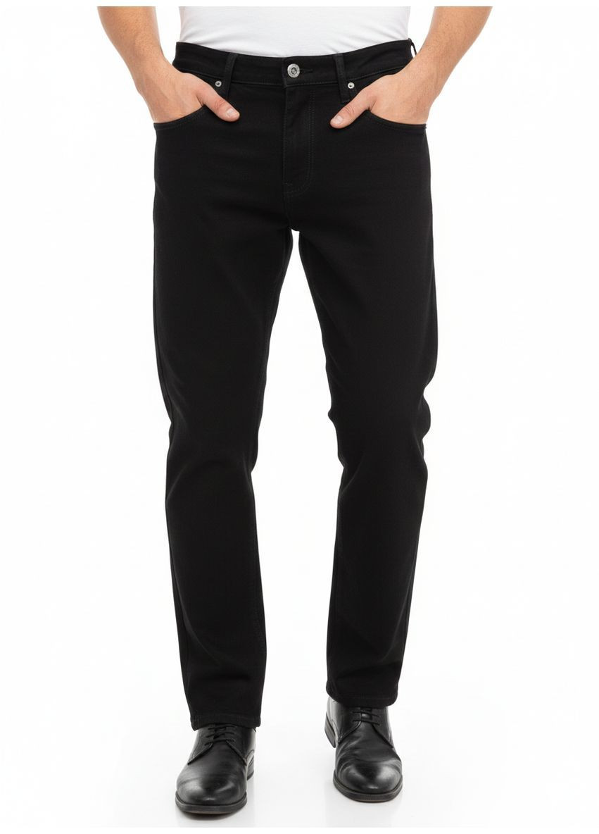 Джинси чоловічі напівбатал стрейч на флісі (чорні) Resalsa (371804326)