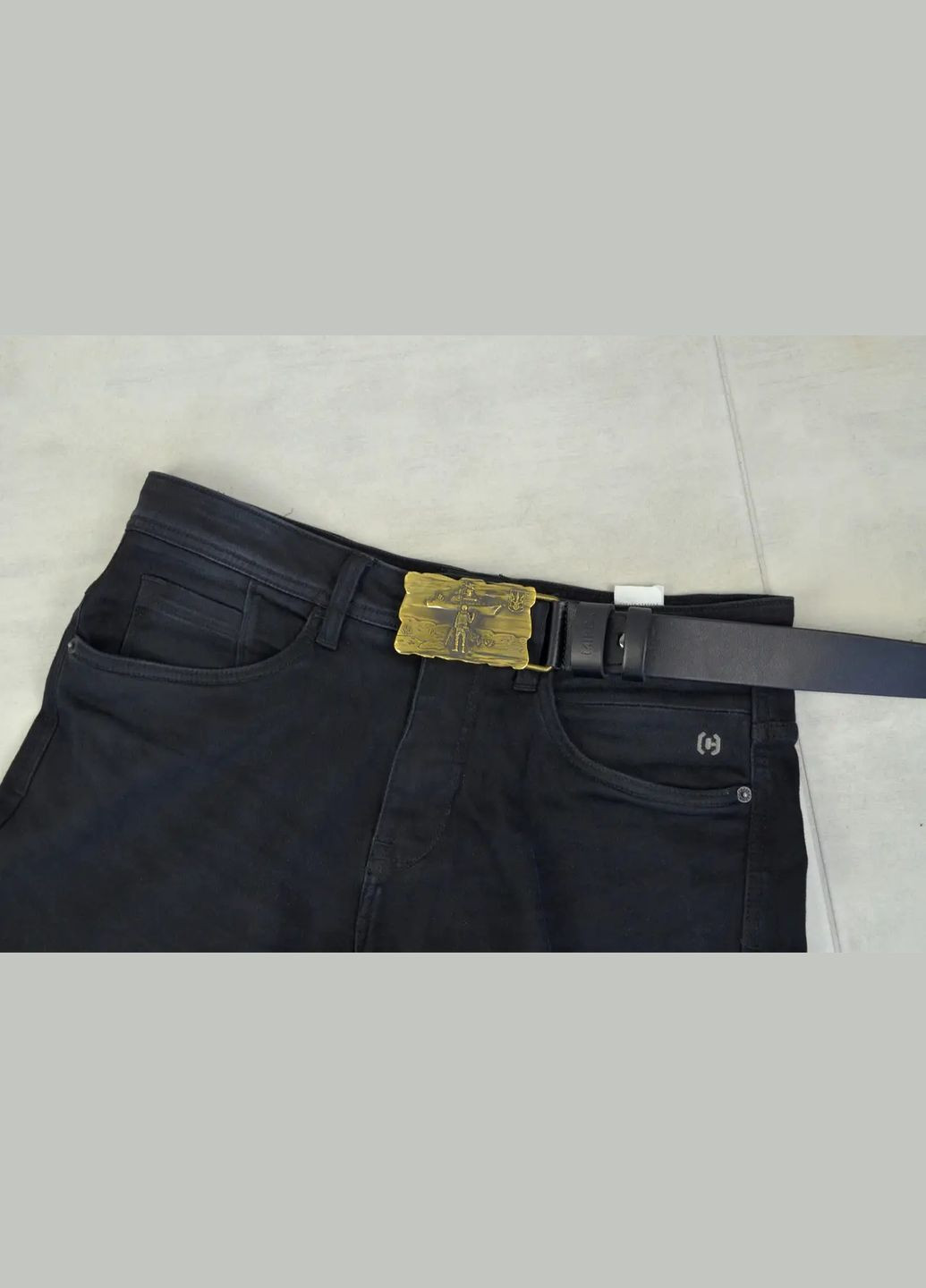 Кожаный ремень с латунной пряжкой "Русский военный корабль" в деревянной коробке Handmade 205-001-002 (345646778)