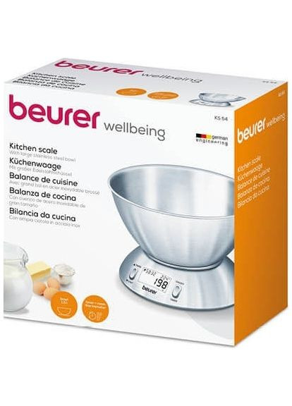 Ваги KS_54 кухонні з чашею, 5кг, 2хААА, нержавіюча сталь, Beurer (361965266)