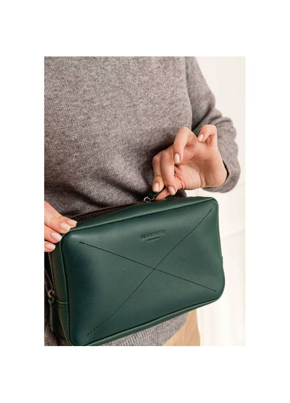 Поясная сумка женская кожаная через плечо Dropbag Maxi зеленая краст BlankNote (302007939)