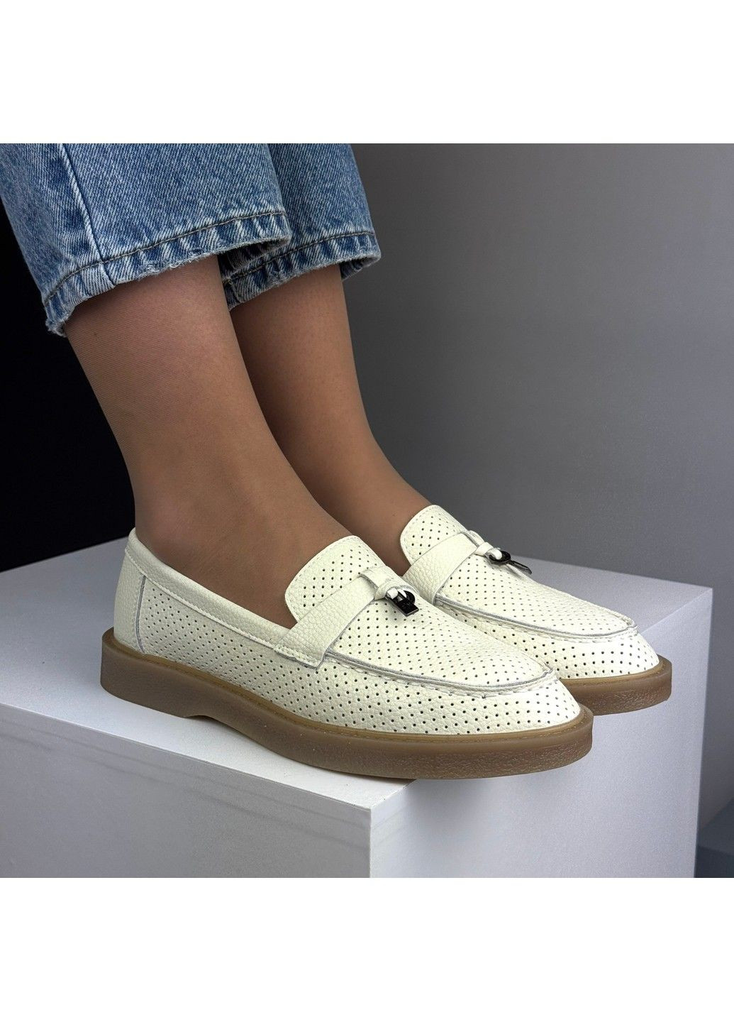 Hengji 350 Туфли Кожаные Бежевые с перфорацией бежевый з натуральная кожа, китай — лето (335009317)