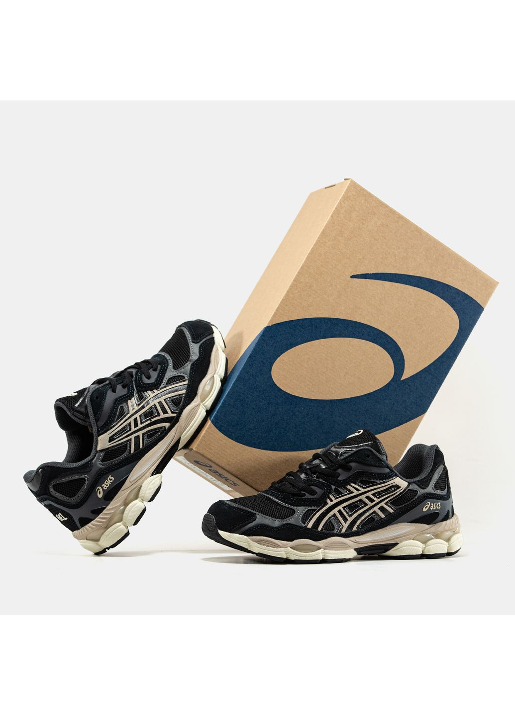 Кроссовки женские и мужские Asics Gel-NYC Black Beige | Асикс Гель-НЮК черные No Brand чёрные демисезоны (366196460)