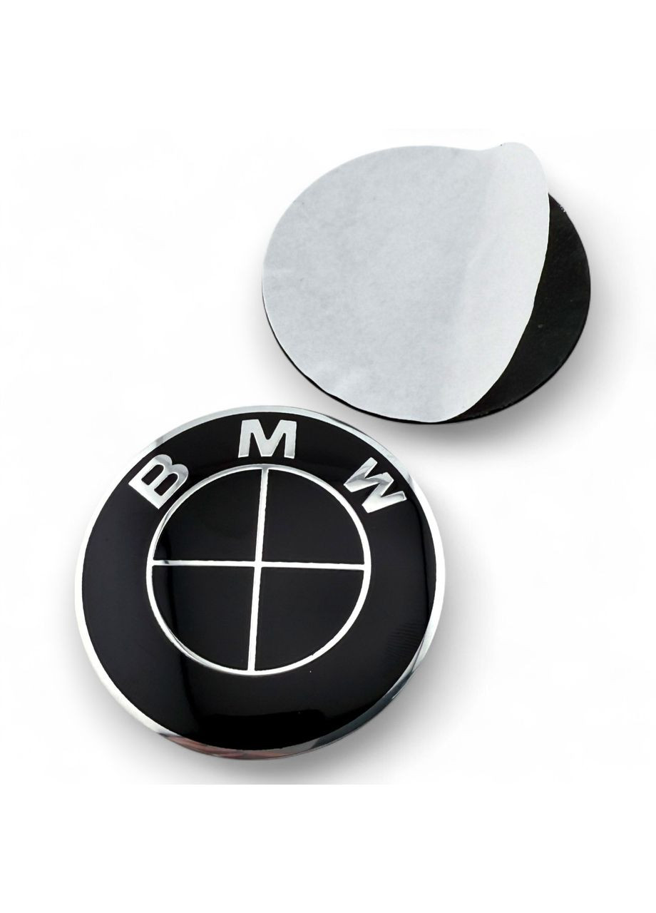 Наклейка з логотипом БМВ 56 мм алюмінієва Чорний логотип 1 штука. BMW (354698540)