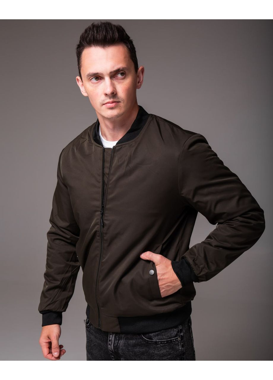 Оливковая (хаки) демисезонная демисезонная куртка-бомбер мужская с утеплением Vakko