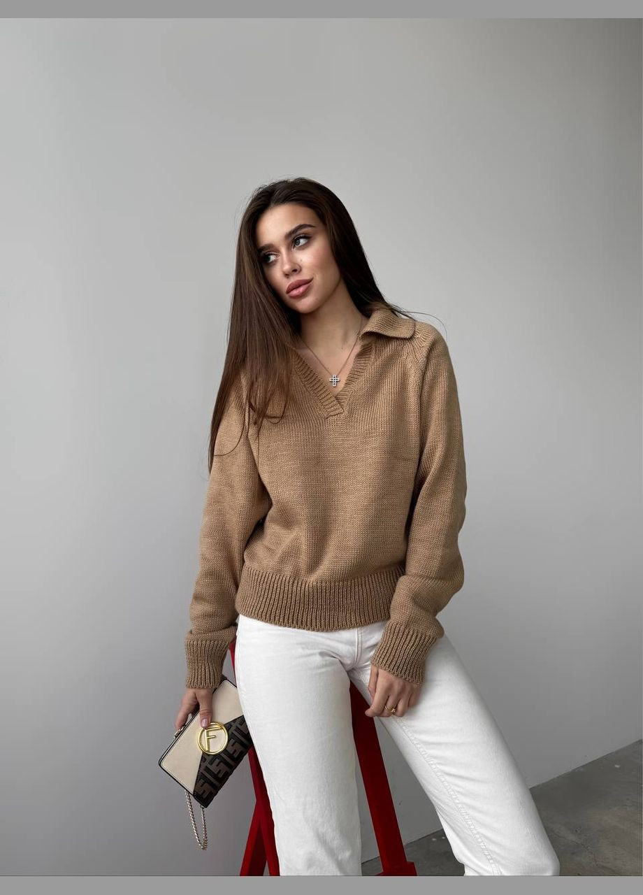 Женский свитер-поло цвет кемел р.42/46 450416 New Trend (282426947)