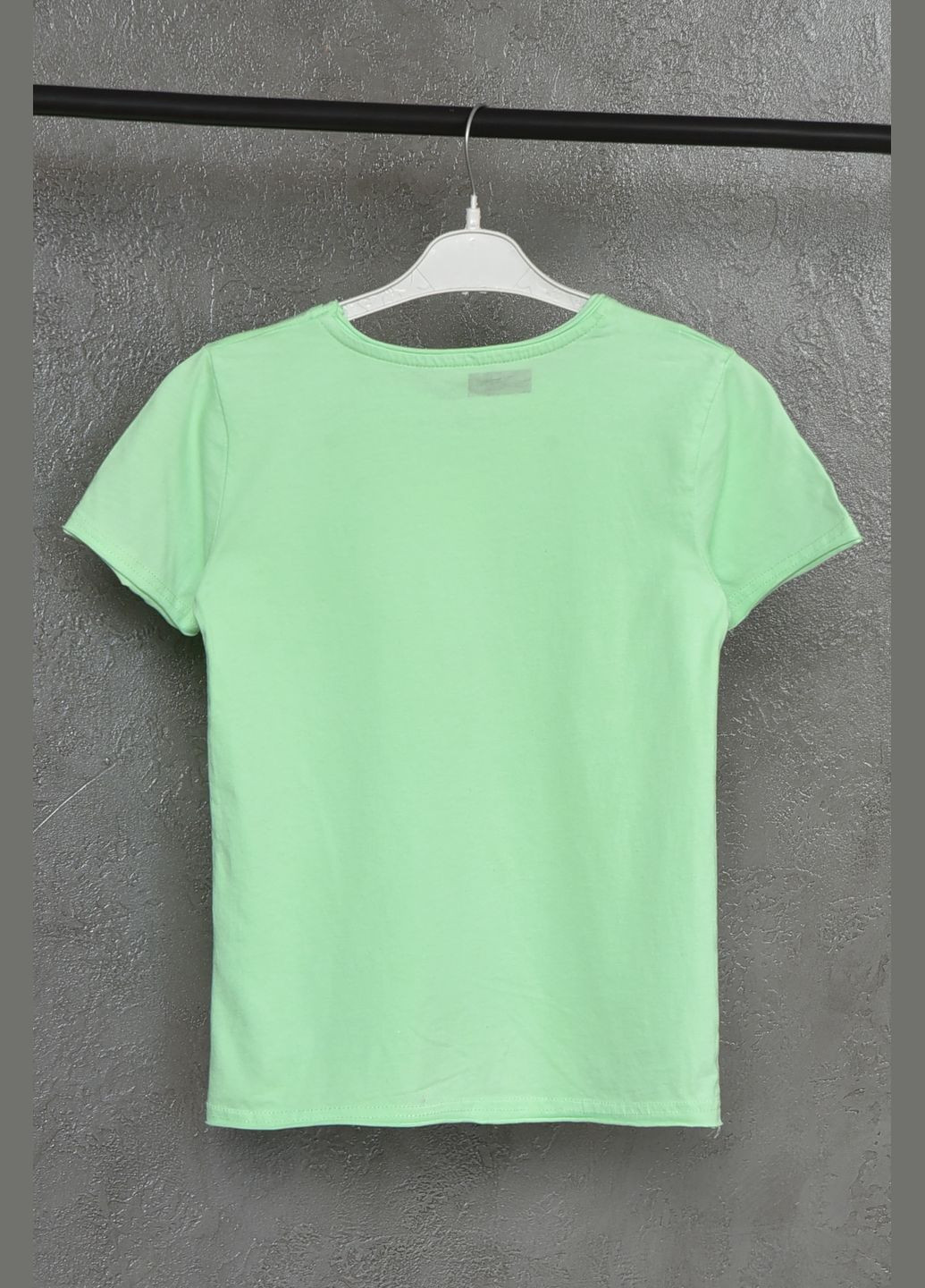 Светло-зеленая летняя футболка детская для девочки светло-зеленого цвета Let's Shop