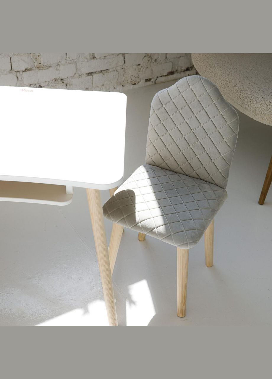 Столик с полочкой и стульчик серый для детей 115-130 см No Brand (323223321)