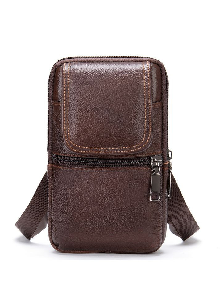 Сумка-барсетка на ремень кожаная брюк 20352 Коричневая Vintage (366881088)
