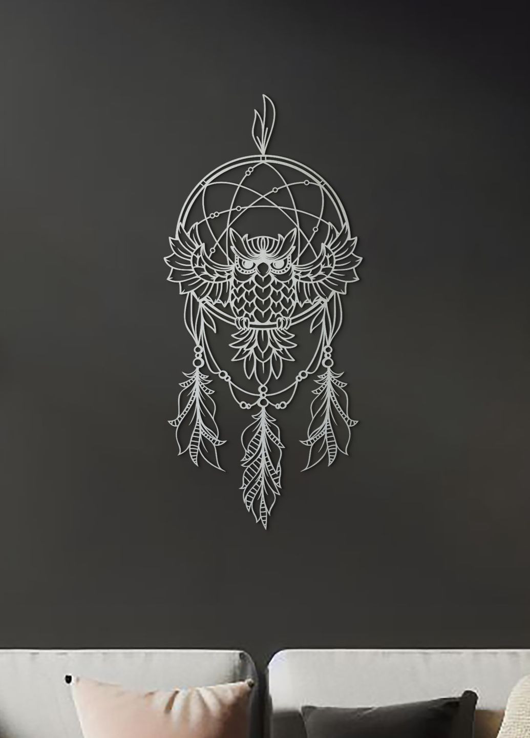 Современная картина на стену, декор в комнату "Мудрая сова", стиль лофт 70х33 см Woodyard (292114040)