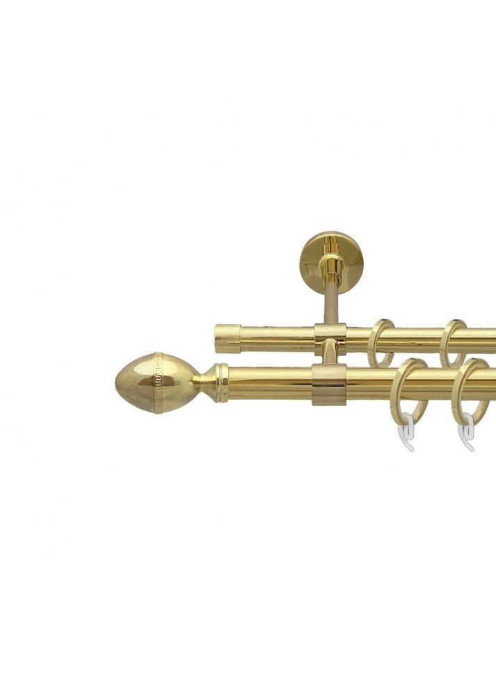 Карниз Фарже металлический двухрядный закрытый гладкая труба Золото 19\16 мм 200 см (00-00009399) ORVIT (300283557)