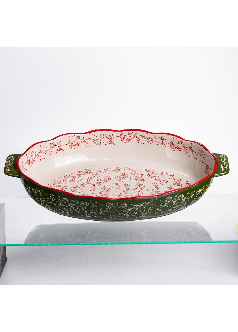 Форма для запекания Vintage 40×25×6.5 (см) овальная с ручками Зеленая HM05-04 Yiwu (369446769)
