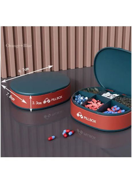 Герметичний органайзер для таблеток, портативний контейнер з 6 відділами No Brand (315430230)