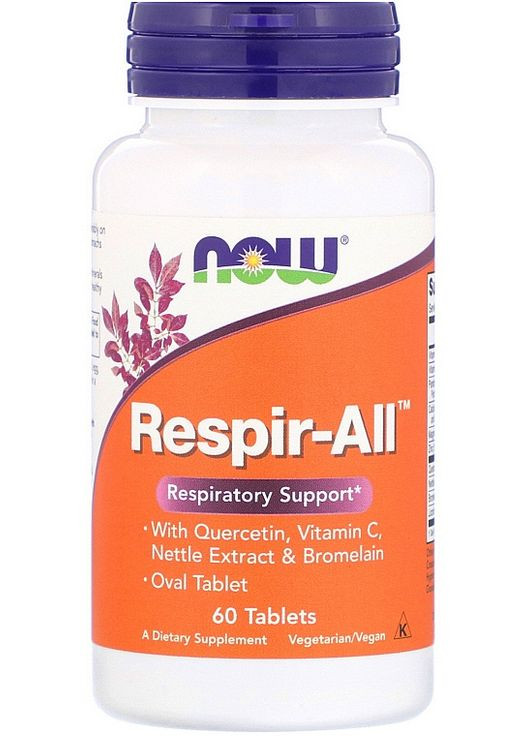 Иммунная смесь для горла, в таблетках Respir-All 60шт (881581-139692) Now Foods (368616496)
