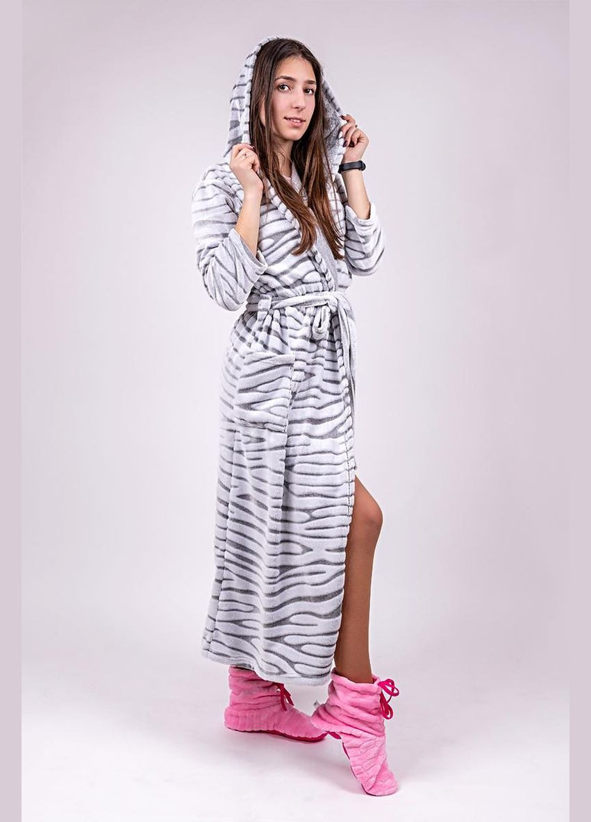 Теплый длинный женский халат с капюшоном Шиншилла Україна (305077338)