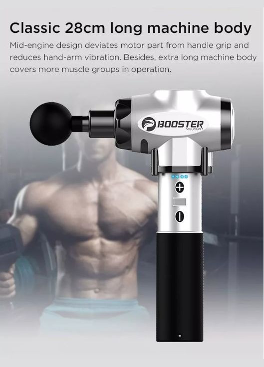 Профессиональный перкуссионный массажер для мышц (24V) Черный – ударный пистолет для снятия напряжения и боли. Booster E (341320070)