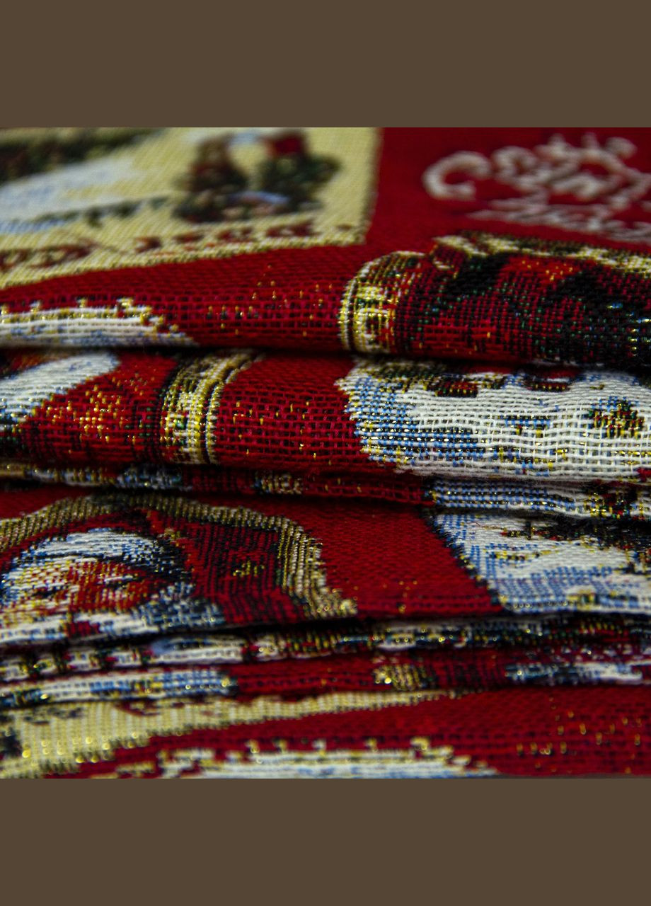 Червона Новорічна скатертина на овальний стіл, святкова гобеленова овальна скатертина на стіл 120х160 Maystat (305391074)