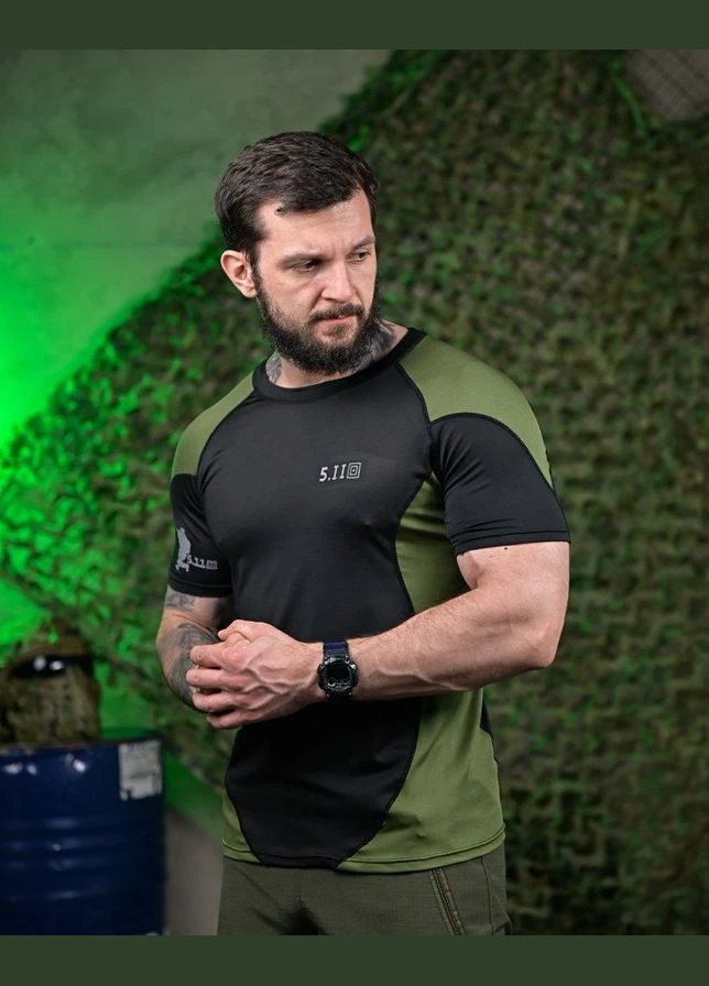 Тактична футболка 511 Black Олива джерсі 100% поліестер анатомічний крій No Brand (340555592)