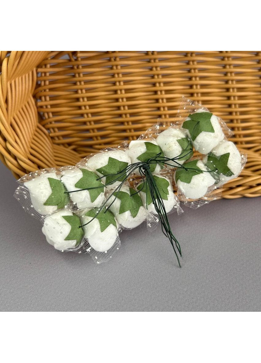 Фоаміранові трояндочки з фатіном 1 букет (12шт) - Білий Plus-plus (352747277)