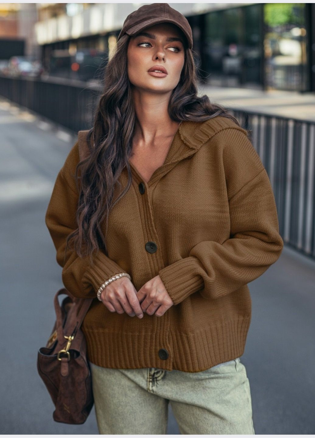 Коричневый демисезонный кардиган Dressa