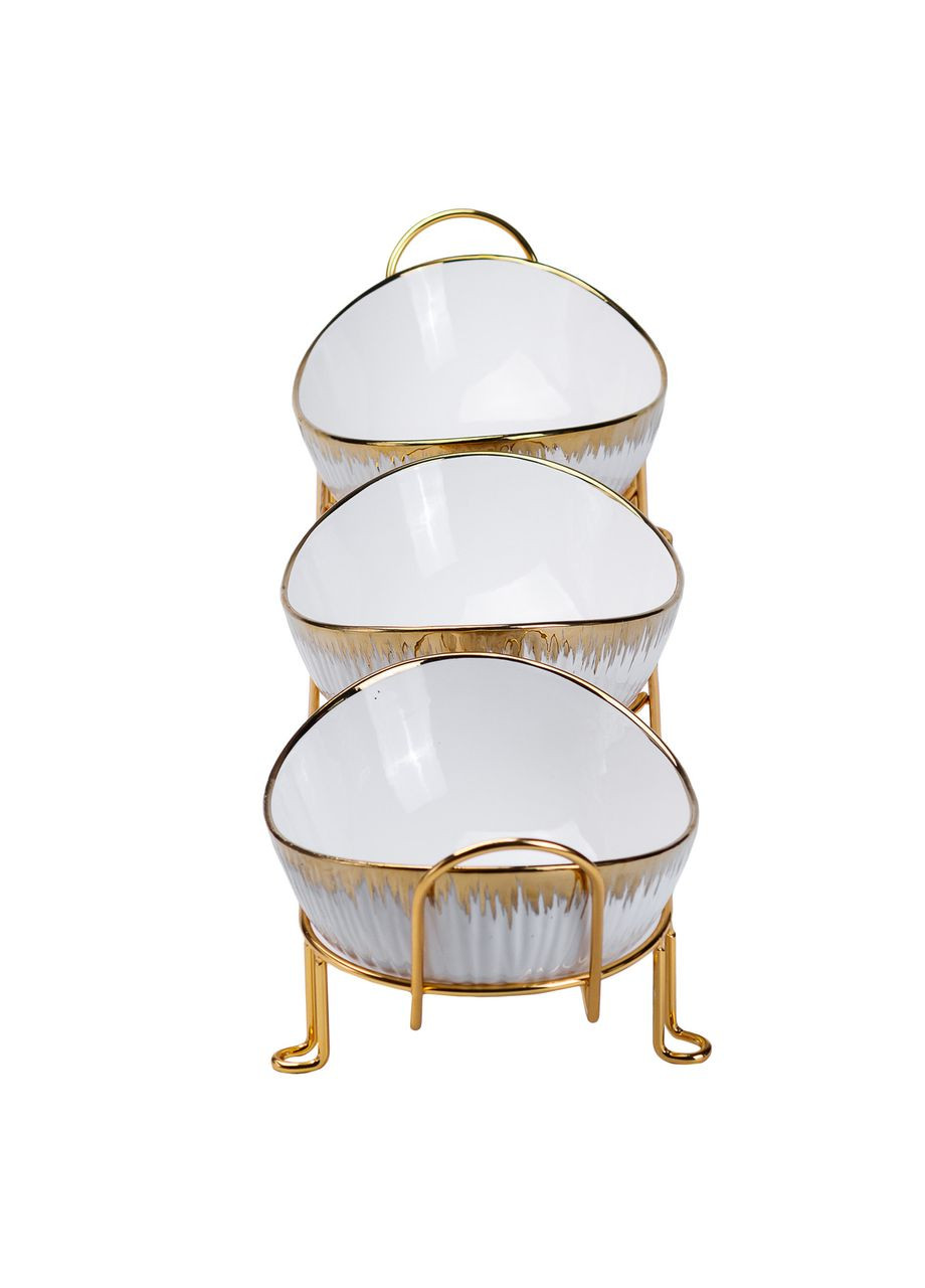 Набор менажниц фарфоровых 3 штуки с подставкой для сервировки стола стильные посуды ProDobro (364192956)