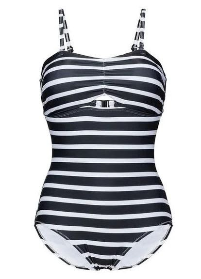 Комбинированный купальник слитный со съемными вкладышами для женщины lidl 312231 38(s) черный, белый Esmara